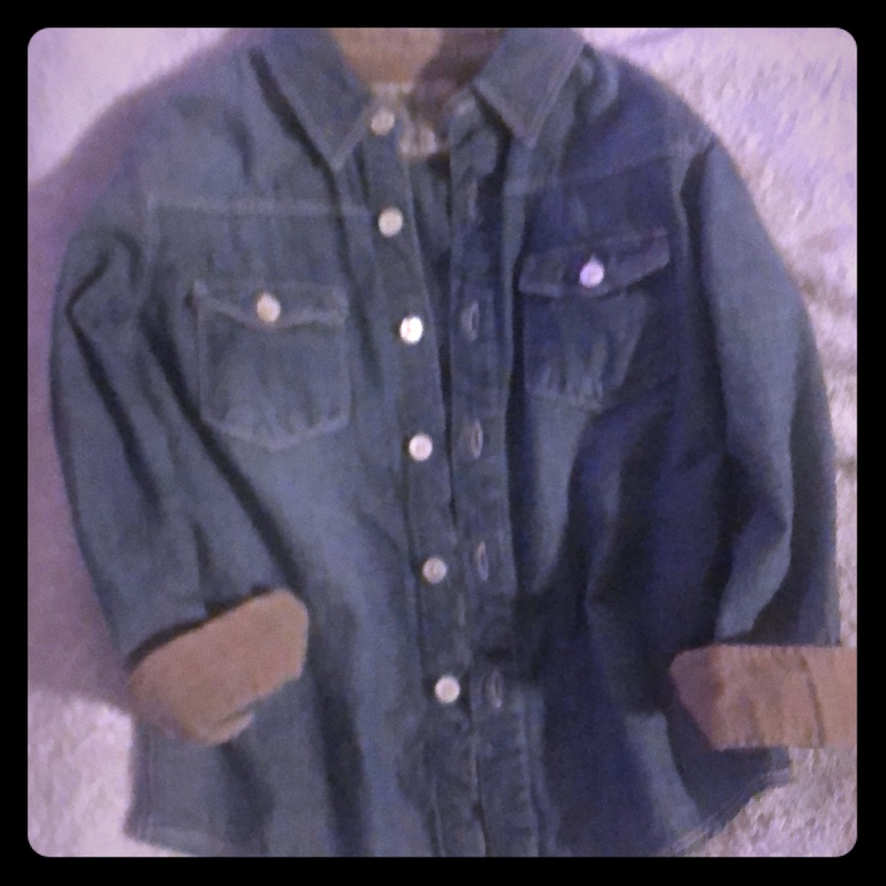 Long sleeve button down toddler jean shirt